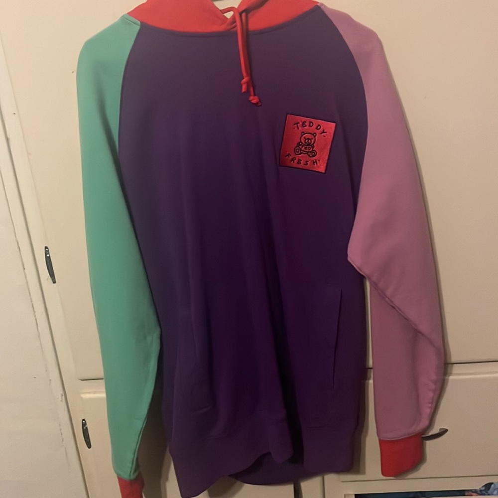 Teddy fresh color blocked hoodie, size. Large never worn